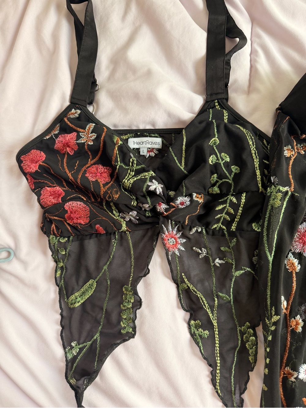 iheartraves Black Floral Embroidered Midi Skirt - Picture 2 of 2